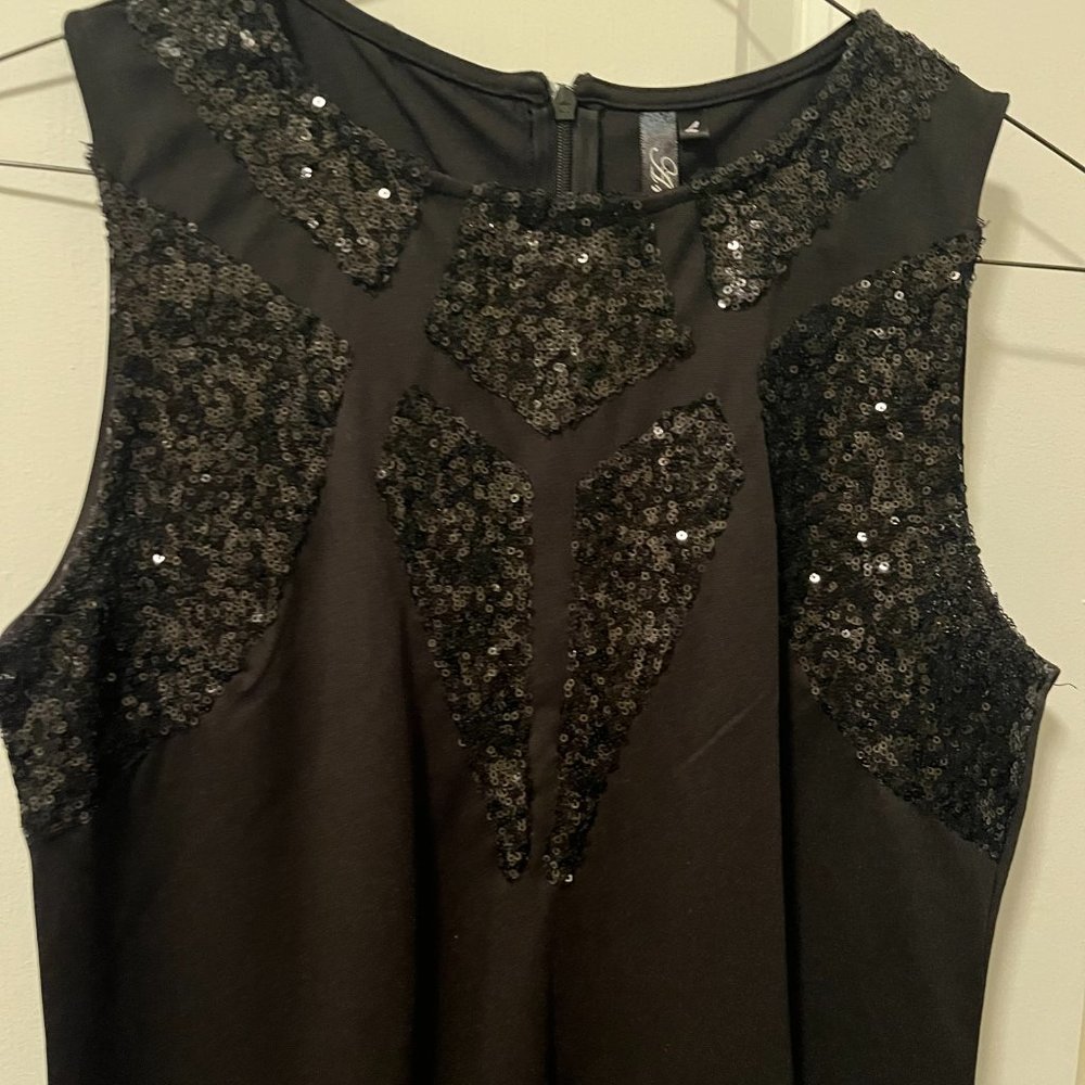 Black mini dress with sequin top - Picture 2 of 3